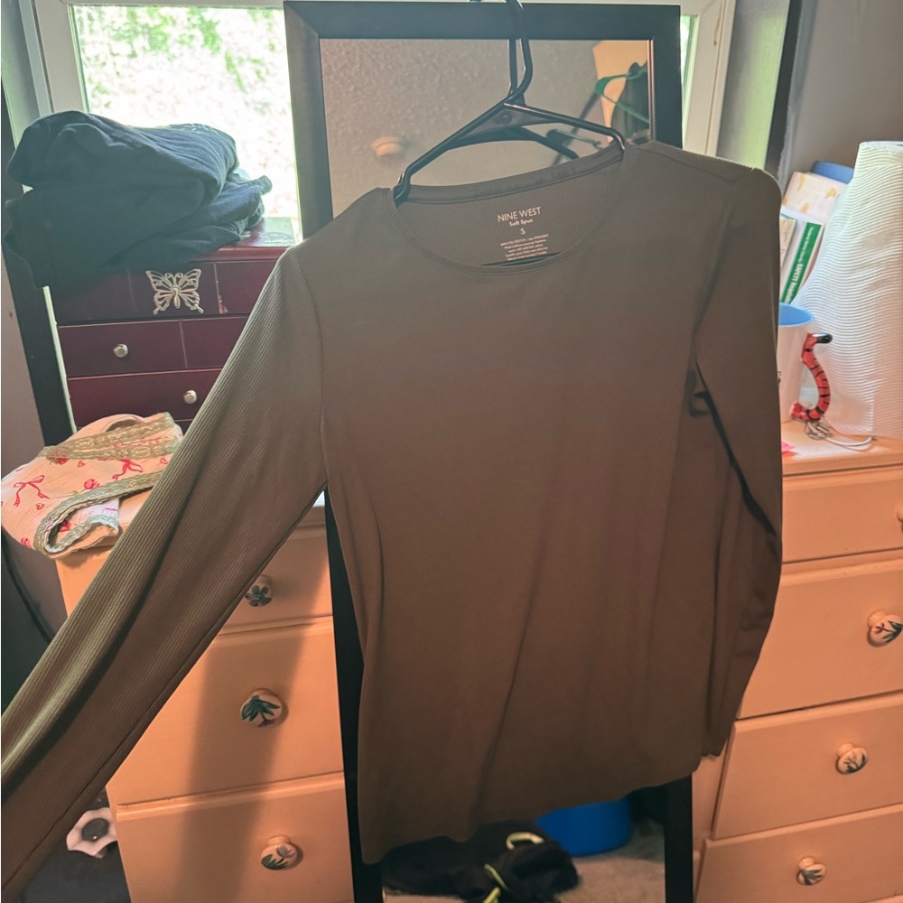 Nine West Men's Long Sleeve Green Tee